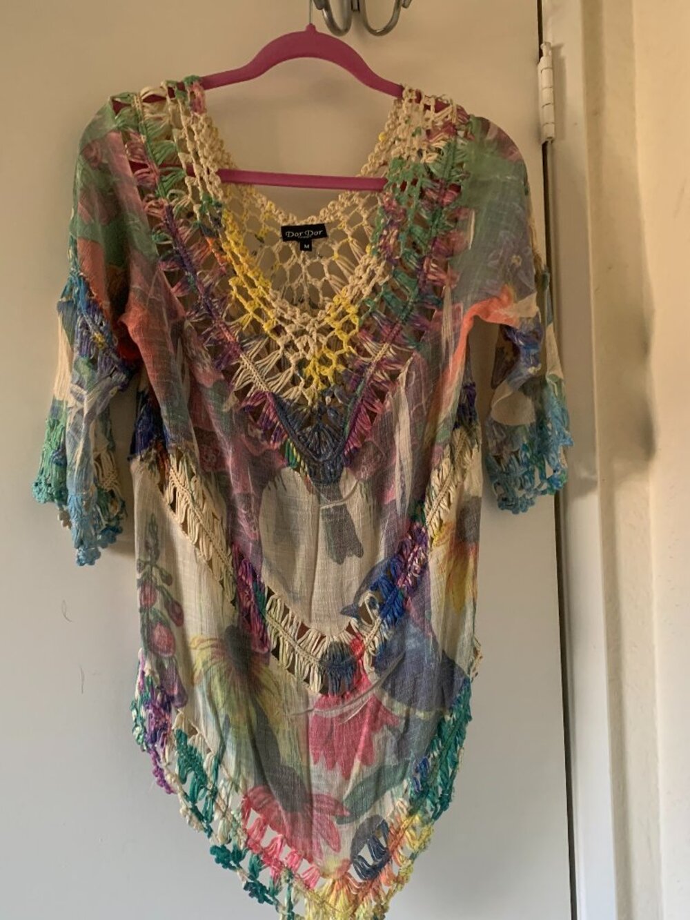 NWOT - Anthropologie Dor Dor Couture - Crochet Colorful Tunic Top - Medium